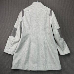 Calvin Klein Womens Grey Wool-Blend Coat With Faux Leather Accents - Size XL